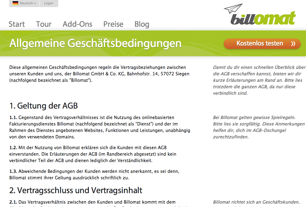 Interview mit Billomat zum Wandel von AGB vom Kleingedruckten zum Vertrauensmittel