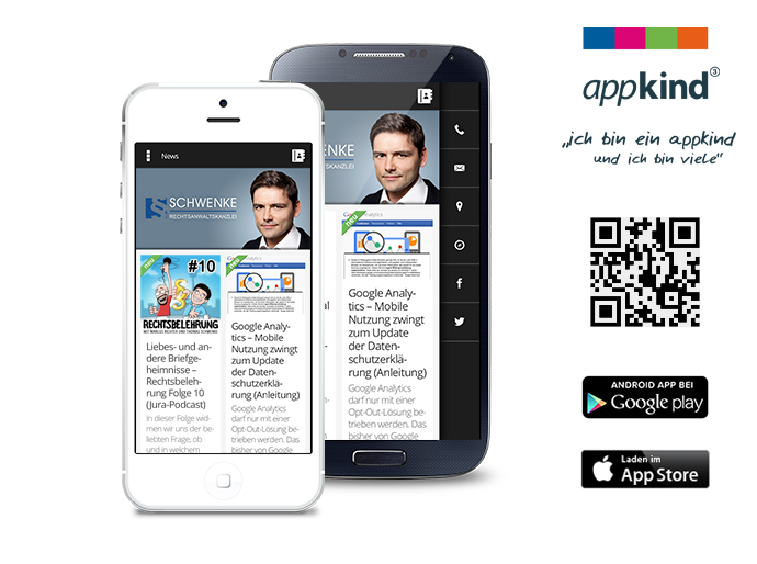 Neu und kostenlos: App der Rechtsanwaltsanzlei Schwenke für iOS und Android
