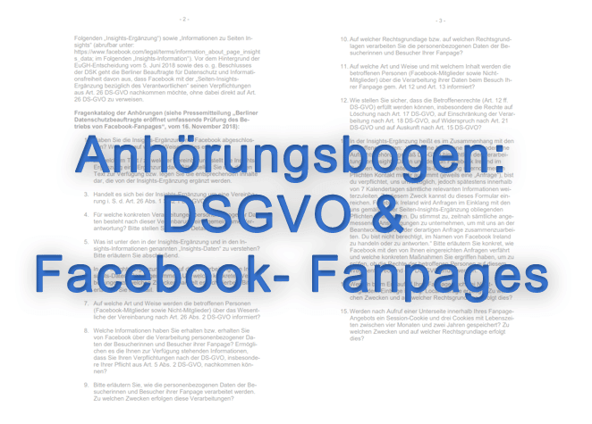 Datenschutzbehörde: Anhörungsbogen zu Facebook-Fanpages – Sollte man antworten?
